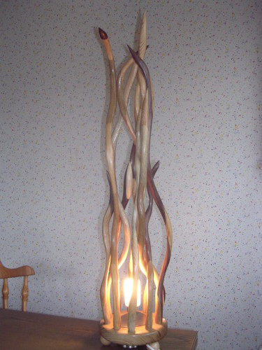 Lampe flamme différentes essences de bois
